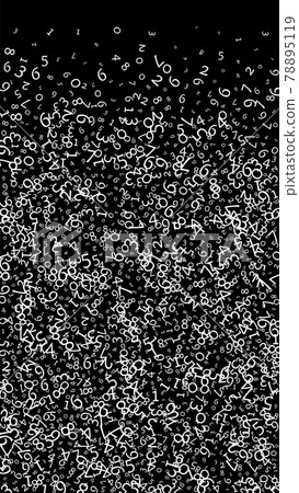 Falling numbers, big data concept. Binary white messy flying digits. Positive futuristic banner on black background. Digital vector illustration with falling numbers. Falling numbers, big data concept. Binary white messy flying digits. Positive futuristic banner on black background. Digital vector illustration with falling numbers. 78895119