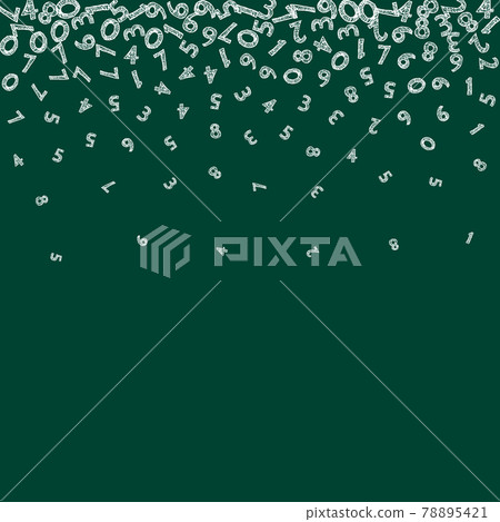 Falling sketch chalk numbers. Math study concept with flying digits. Quaint back to school mathematics banner on blackboard background. Falling numbers vector illustration. Falling sketch chalk numbers. Math study concept with flying digits. Quaint back to school mathematics banner on blackboard background. Falling numbers vector illustration. 78895421