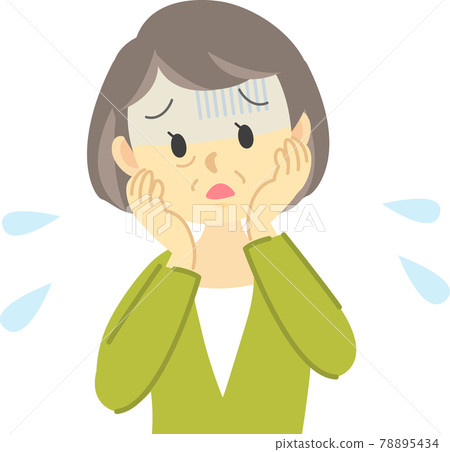 Illustration material: Poor physical condition series: An elderly woman is overstressed and pale and mentally anxious 78895434