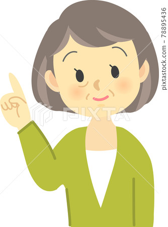 Illustration material: A scene where a cute grandmother explains the points while raising her index finger 78895436