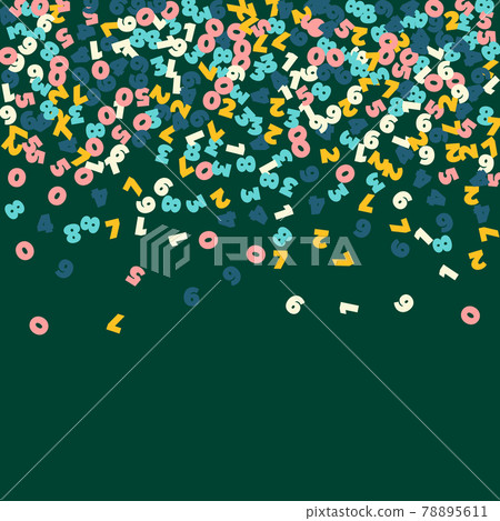 Falling pastel numbers. Math study concept with flying digits. Magnificent back to school mathematics banner on blackboard background. Falling numbers vector illustration. Falling pastel numbers. Math study concept with flying digits. Magnificent back to school mathematics banner on blackboard background. Falling numbers vector illustration. 78895611