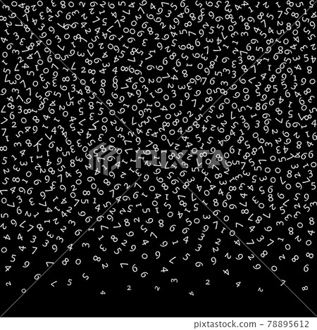 Falling numbers, big data concept. Binary white random flying digits. Neat futuristic banner on black background. Digital vector illustration with falling numbers. Falling numbers, big data concept. Binary white random flying digits. Neat futuristic banner on black background. Digital vector illustration with falling numbers. 78895612