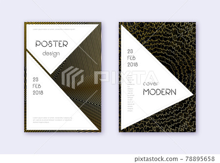 Stylish cover design template set. Gold abstract l Stylish cover design template set. Gold abstract l 78895658