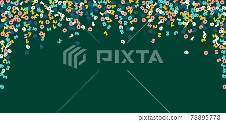 Falling pastel numbers. Math study concept with flying digits. Perfect back to school mathematics banner on blackboard background. Falling numbers vector illustration. Falling pastel numbers. Math study concept with flying digits. Perfect back to school mathematics banner on blackboard background. Falling numbers vector illustration. 78895778