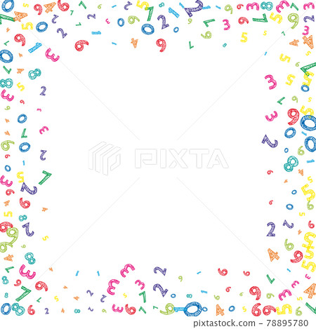 Falling colorful messy numbers. Math study concept with flying digits. Creative back to school mathematics banner on white background. Falling numbers vector illustration. Falling colorful messy numbers. Math study concept with flying digits. Creative back to school mathematics banner on white background. Falling numbers vector illustration. 78895780