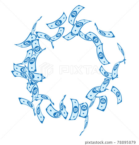 Bitcoin, internet currency notes falling. Floating 78895879
