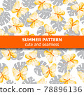 Watercolor pattern with butterflies and exotic leaves. Summer banner. 78896136