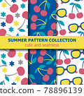Summer pattern collection with cherries and sunglasses. Summer banner. 78896139
