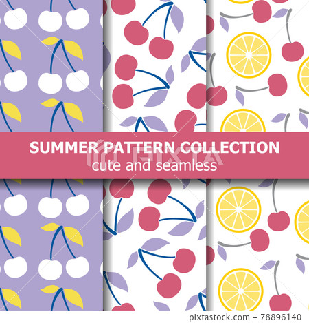 Delicious pattern collection with cherries and lemons. Summer banner. 78896140