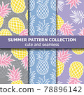 Tropical pattern collection with pineapples. Summer banner 78896142
