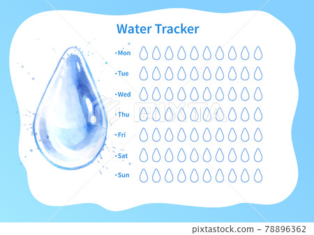 Water tracker with watercolor water drop 78896362