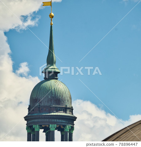 Zommed in the spire of the church St. Michel, the former landmark of the Hanseatic city Hamburg, architecture Zommed in the spire of the church St. Michel, the former landmark of the Hanseatic city Hamburg, architecture 78896447