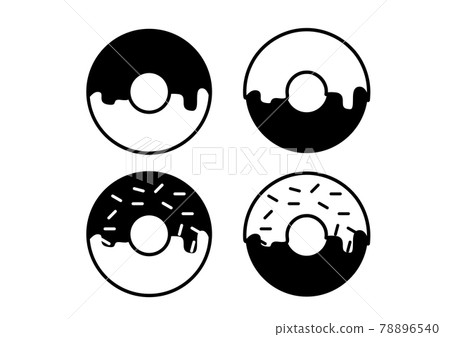 簡單的黑白甜甜圈圖標集 78896540