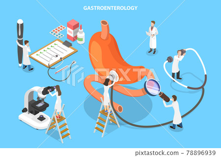 3D Isometric Flat Vector Concept of Gastroenterology, Digestive System and Its Disorders. 78896939