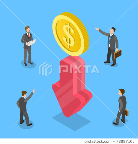3D Isometric Flat Vector Concept of Financial Crisis, Cost Reductions 78897103