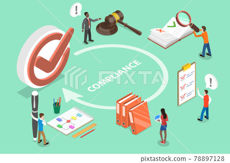 3D Isometric Flat Vector Concept of Regulatory Compliance. 78897128