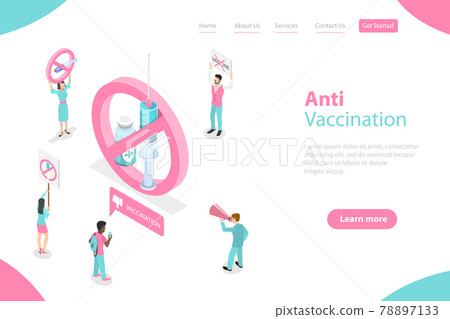3D Isometric Flat Vector Landing Page Tamplate of Anti-vaccination. 3D Isometric Flat Vector Landing Page Tamplate of Anti-vaccination. 78897133