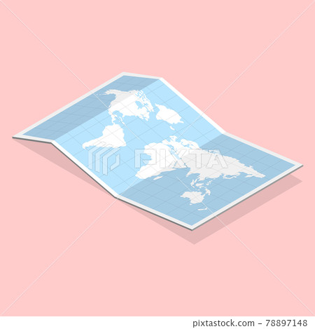 3D Isometric Flat Vector Concept of Paper Map 3D Isometric Flat Vector Concept of Paper Map 78897148