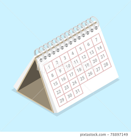 3D Isometric Flat Vector Concept of Calendar 3D Isometric Flat Vector Concept of Calendar 78897149