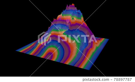Mountain landscape with colorful wavy ornaments Mountain landscape with colorful wavy ornaments 78897787