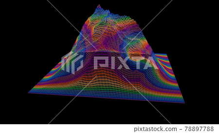 Mountain landscape with colorful wavy ornaments Mountain landscape with colorful wavy ornaments 78897788