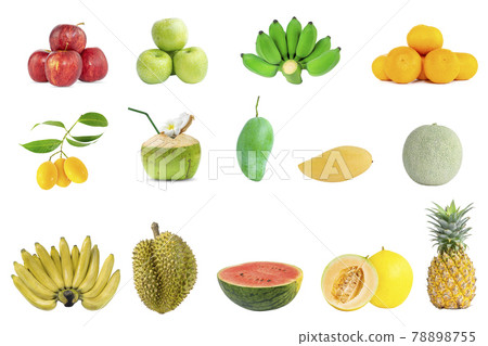 Collection group of freshness fruits on white background. 78898755
