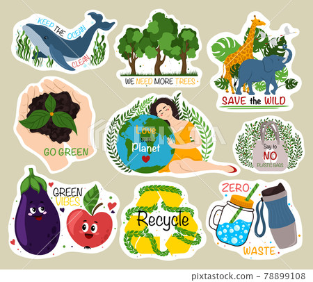Collection of ecology stickers 78899108