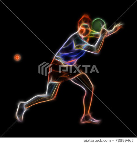 Table tennis abstract player neon illustration on black back 78899465