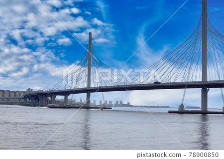 Cable-stayed bridge over the Petrovsky fairway in St. Petersburg 78900850