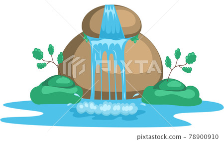 Falling water. River waterfall falls from cliff white background. Water fall streams Falling water. River waterfall falls from cliff white background. Water fall streams 78900910