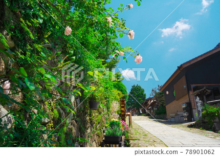 Magome, a post town in early summer when roses bloom 78901062