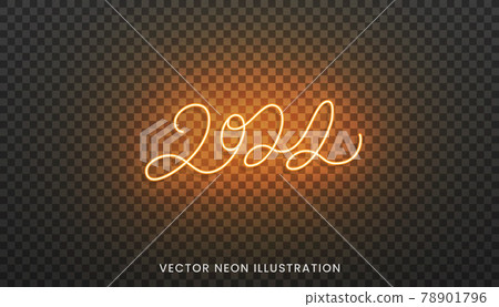 2022 neon lettering. Bright orange sign for New Year 2022 2022 neon lettering. Bright orange sign for New Year 2022 78901796