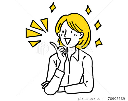 A simple illustration of a woman who comes up with a flash A simple illustration of a woman who comes up with a flash 78902689
