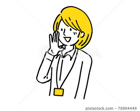 打電話耳語女人簡單插圖員工卡 打電話耳語女人簡單插圖員工卡 78904449