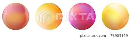 Set with glass colorful balls. Glossy realistic ball, 3D abstract vector illustration highlighted on a white background. Big metal bubble with shadow 78905129