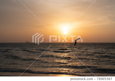 Early morning, sunrise over sea. Ocean sunset on sea water with sunset sky 78905367