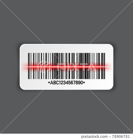 Realistic barcode sticker on gray background. Identification tracking code. Serial number, product Realistic barcode sticker on gray background. Identification tracking code. Serial number, product 78906781