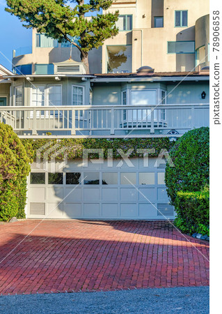 Bay windows and balcony over garage with glass paned white door in San Diego Bay windows and balcony over garage with glass paned white door in San Diego 78906858