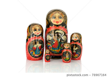 Matryoshka family traditional wooden dolls 78907164