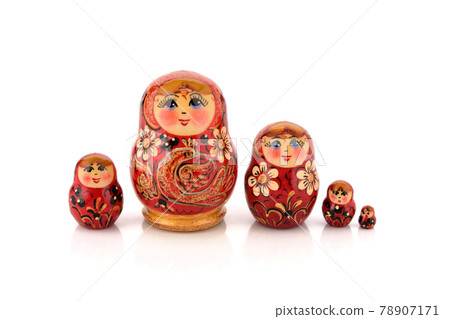 Matryoshka family traditional wooden dolls 78907171
