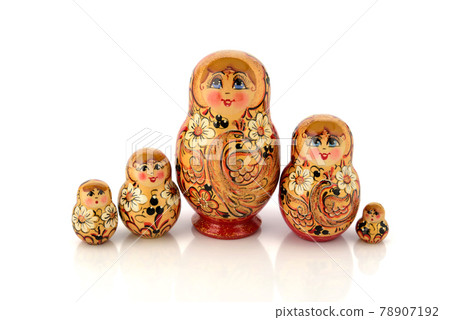 Matryoshka family traditional wooden dolls 78907192