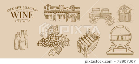 Vintage set of wine objects. 78907307