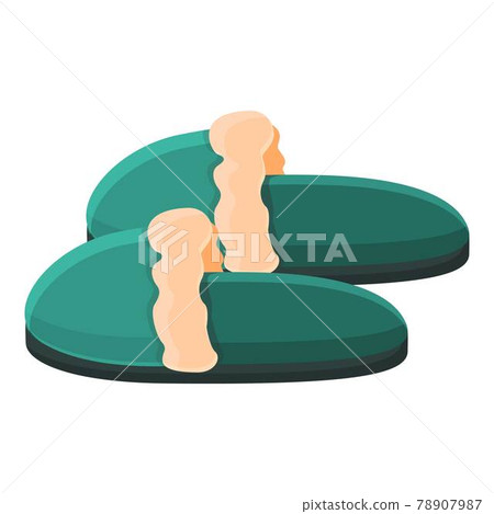 Dark green slippers icon, cartoon style Dark green slippers icon, cartoon style 78907987