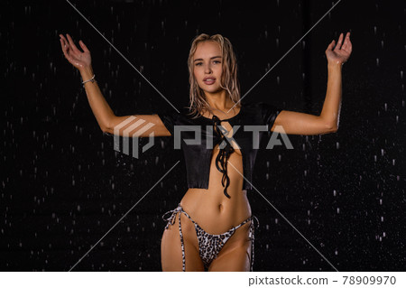 Wet woman face with water drop. Moisturizing. Wet woman face with water drop. Moisturizing. 78909970