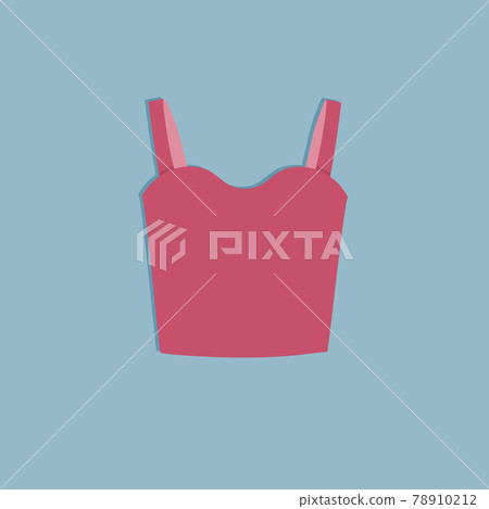 Cute female red undershirt, T-shirt. Trendy summer look. Unisex clothes element. Template modern design for invitation, poster, card, fabric. Casual cloth concept. Vector illustration 78910212