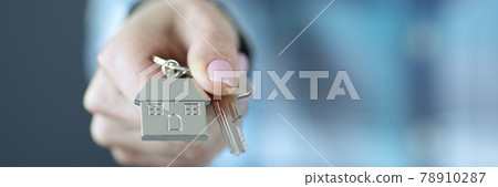 Key with house keychain is pulled forward Key with house keychain is pulled forward 78910287