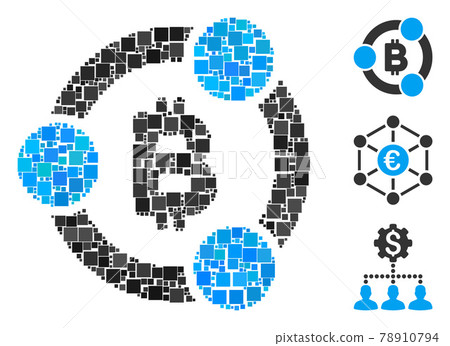 Square Bitcoin Collaboration Icon Vector Mosaic - Stock Illustration ...