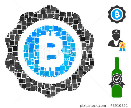 Square Bitcoin Seal Icon Vector Collage - Stock Illustration [78910831 ...