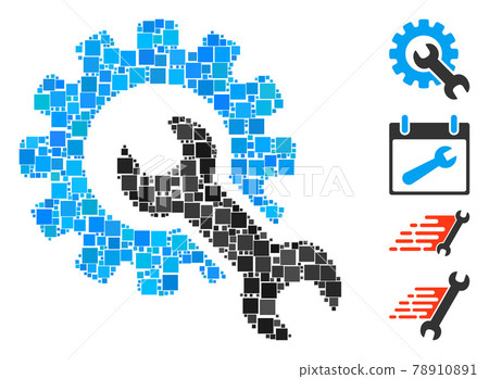 Square Service Tools Icon Vector Collage Square Service Tools Icon Vector Collage 78910891