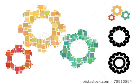 Square Gear System Icon Vector Collage Square Gear System Icon Vector Collage 78910894